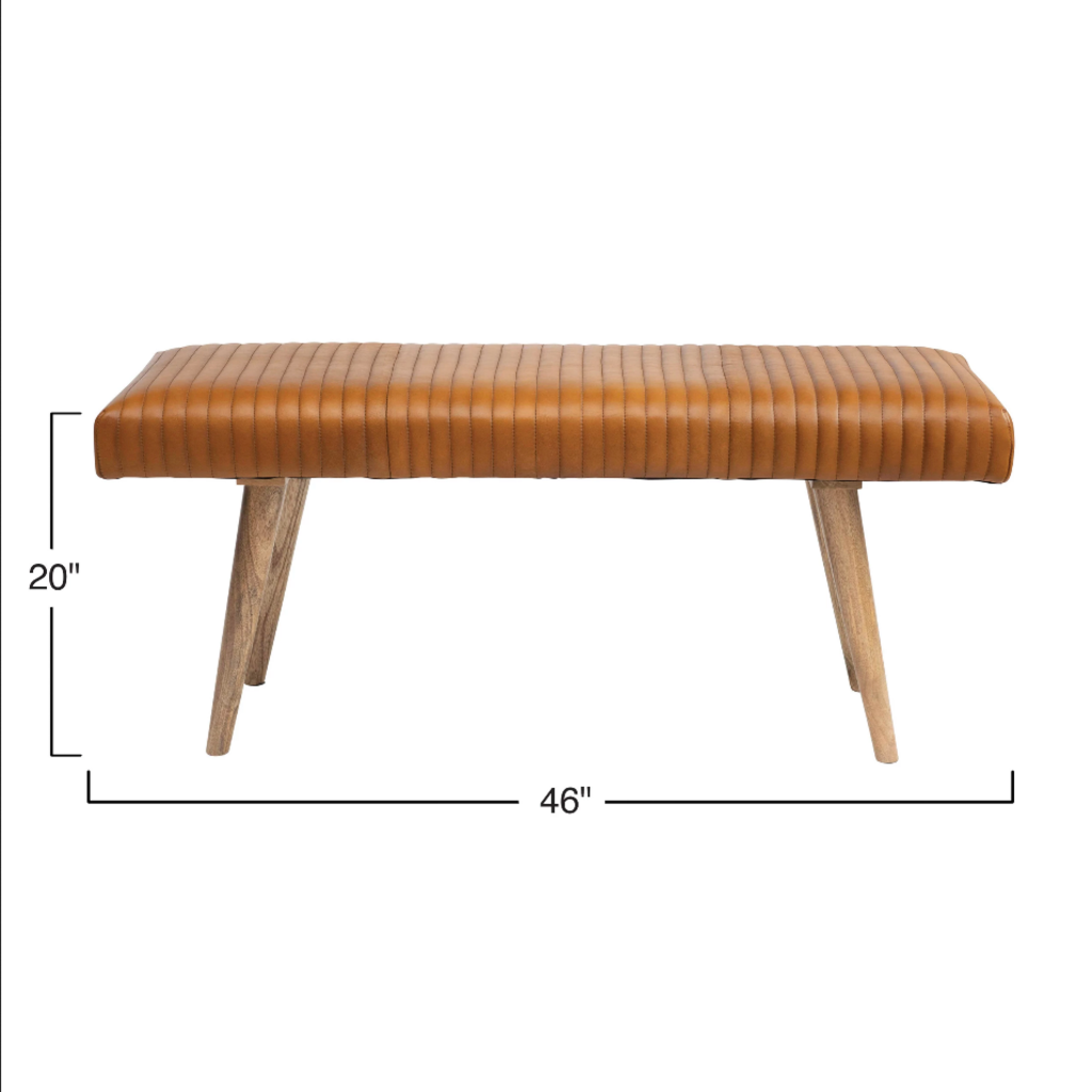 MANGO WOOD + LEATHER BENCH