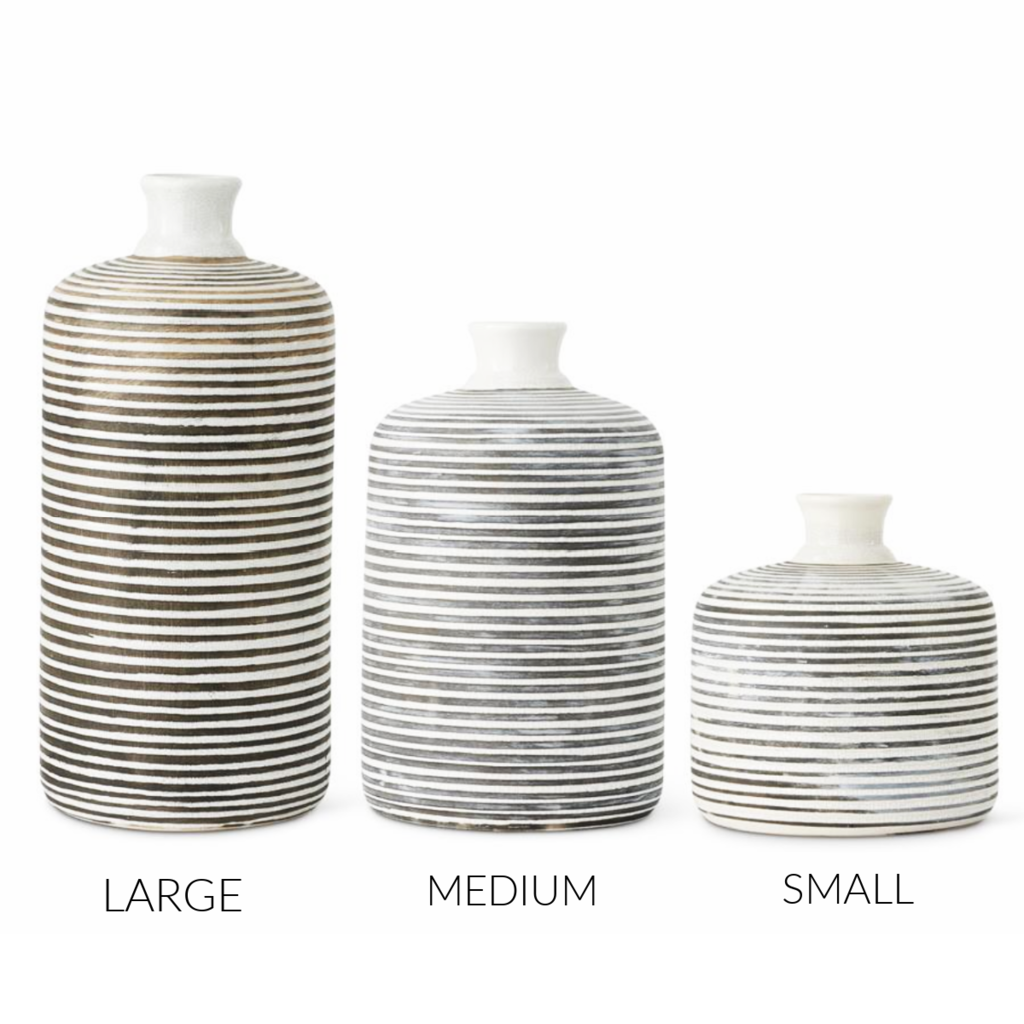 WHITE CRACKLE + GREY VASE large