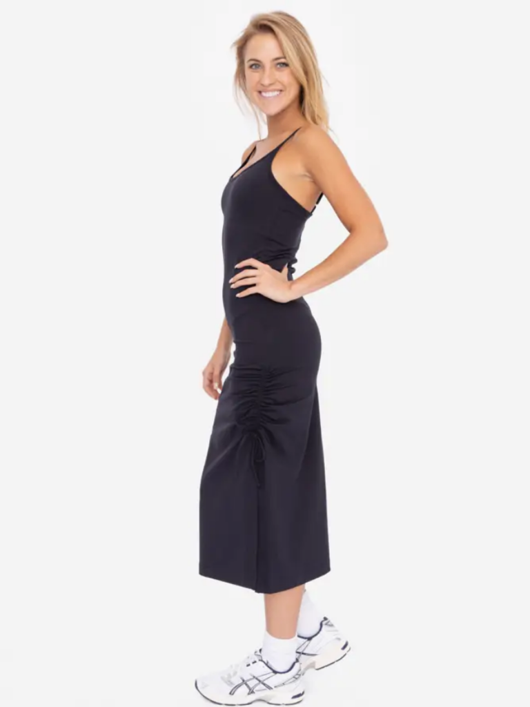 BLACK SIDE CINCH DRESS large – Shop The Daisy