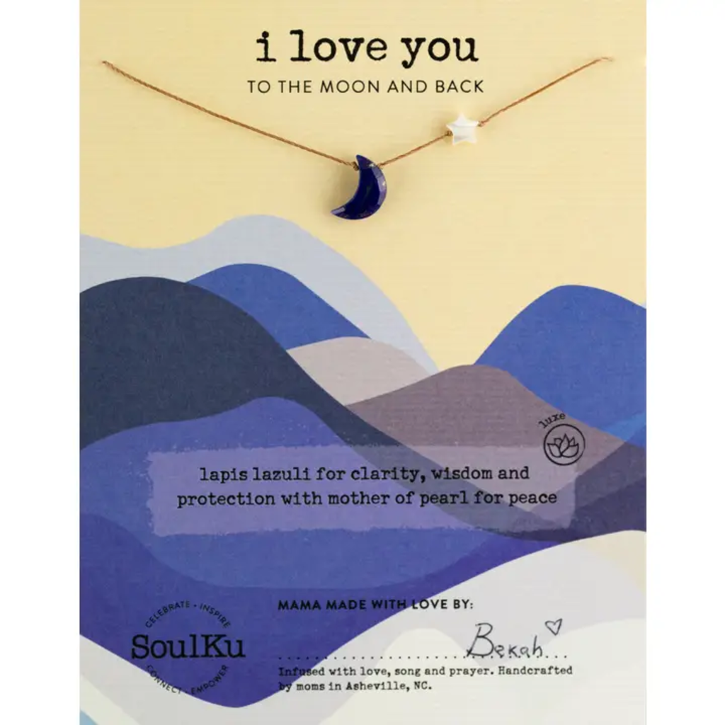 Lapis I Love You To the Moon & Back Necklace