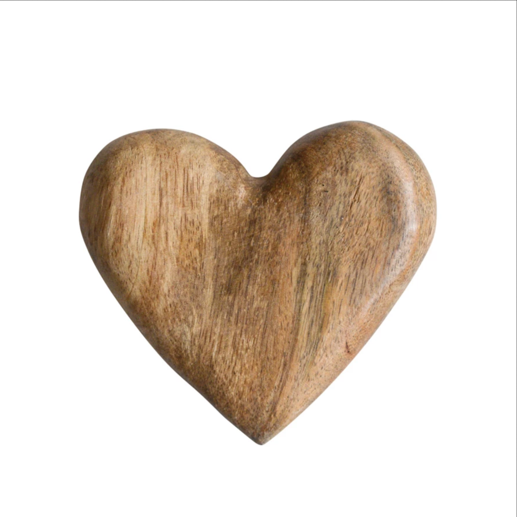 HAND CARVED MANGO WOOD HEART