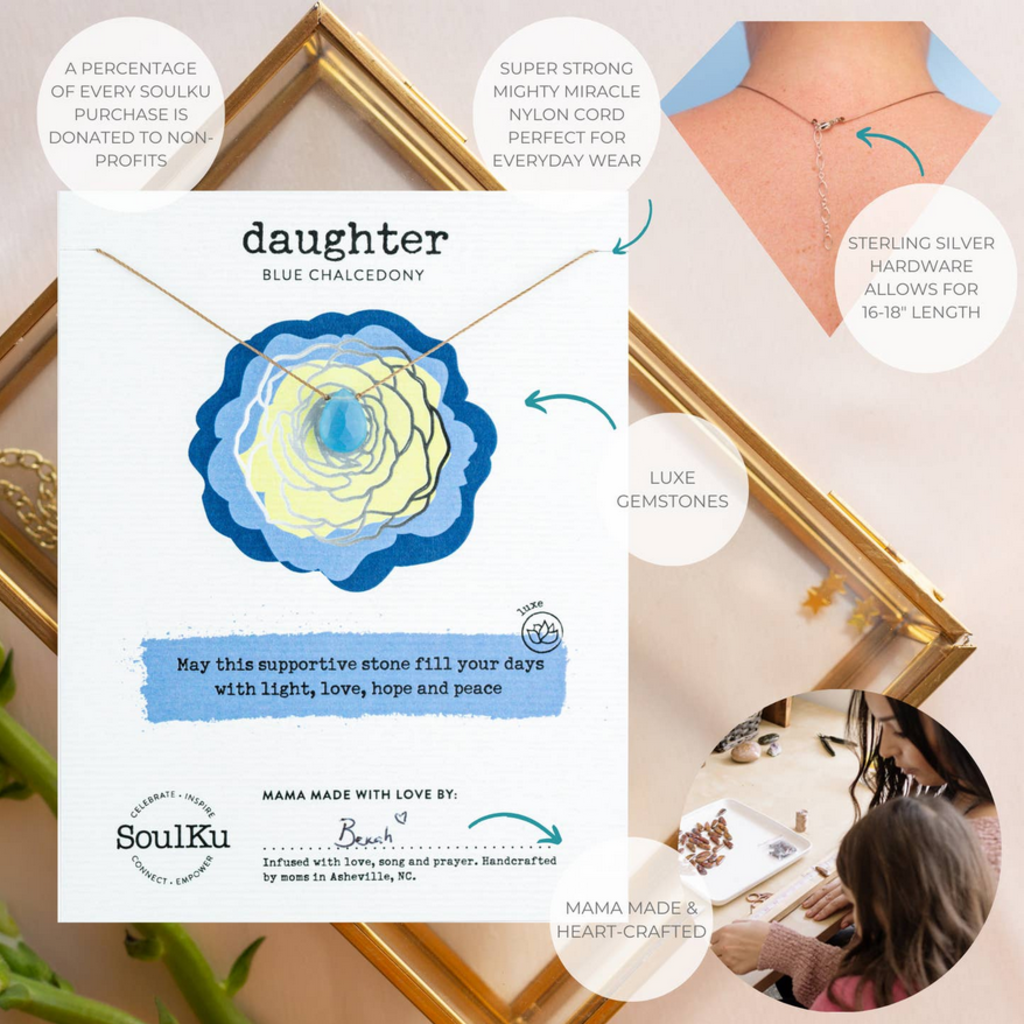 Blue Chalcedony Luxe Necklace For Daughter