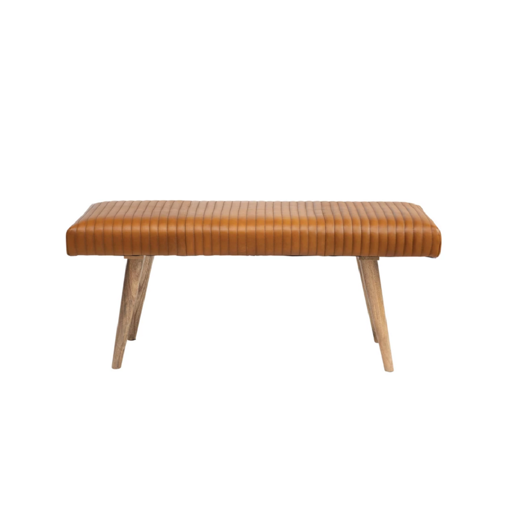 MANGO WOOD + LEATHER BENCH