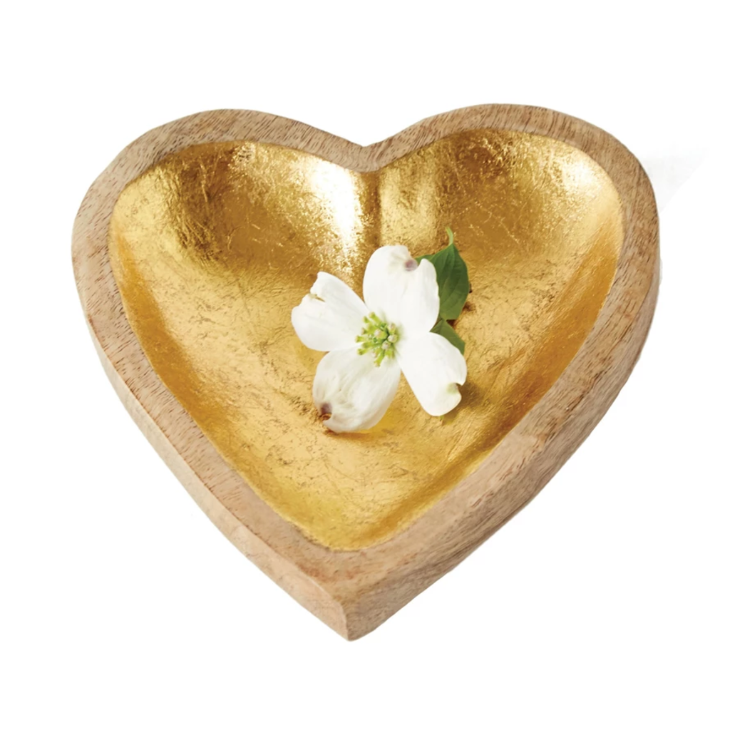 GOLD MANGO WOOD HEART DISH