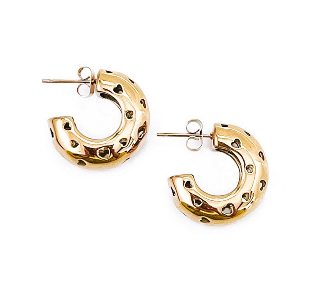 Gold Cheryl Heart Hoop Earrings