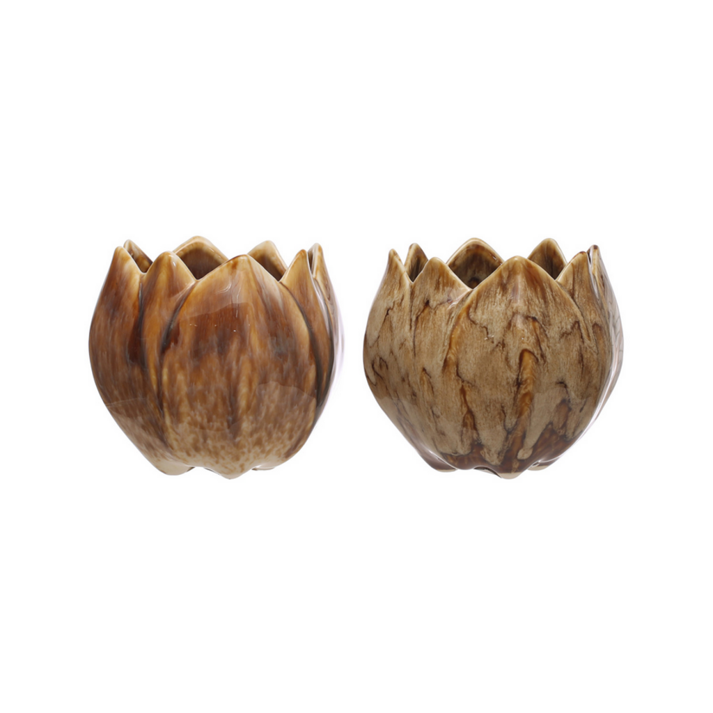 STONEWARE FLOWER SHAPED BOWL