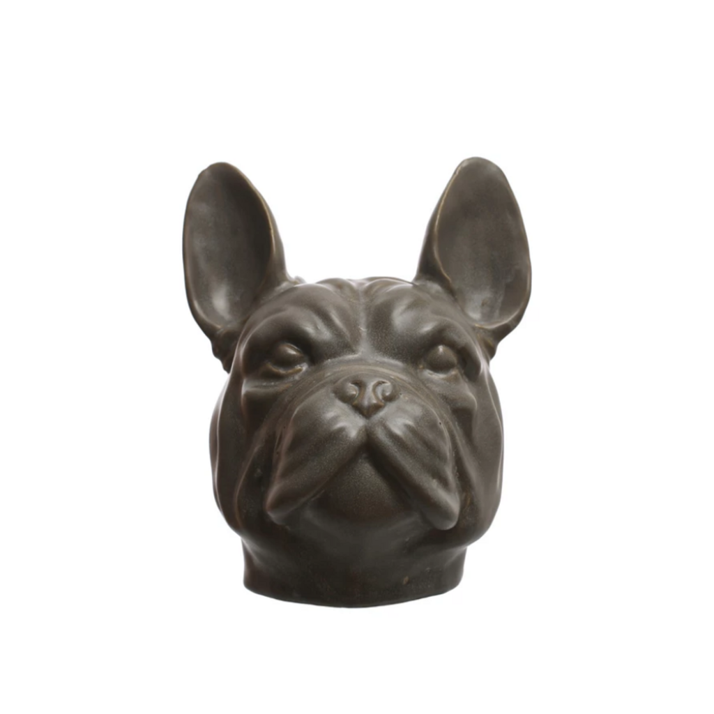 STONEWARE BULLDOG VASE