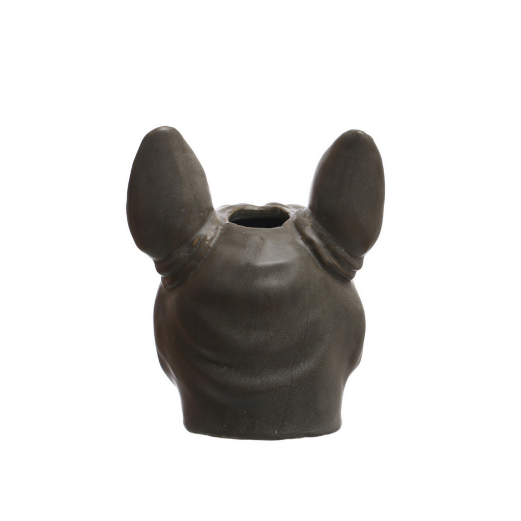 STONEWARE BULLDOG VASE