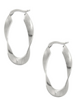 Perla Silver Twist Modern Hoop Earrings