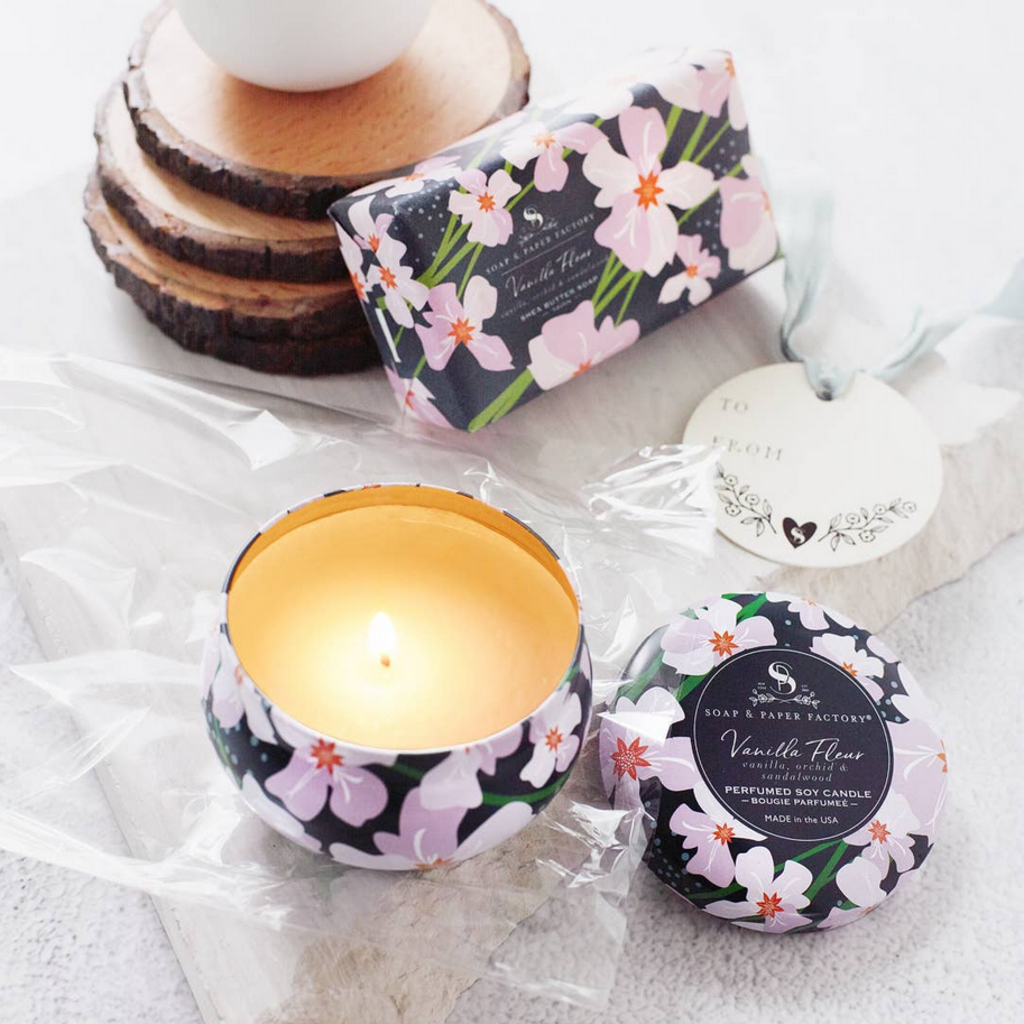Vanilla Fleur Tin Candle & Soap Gift Set