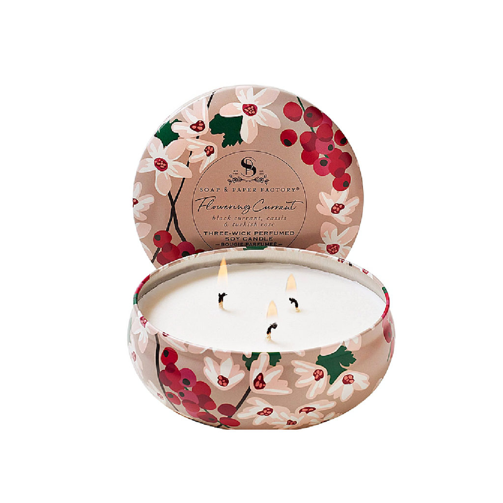 Flowering Currant Three Wick Tin Soy Candle