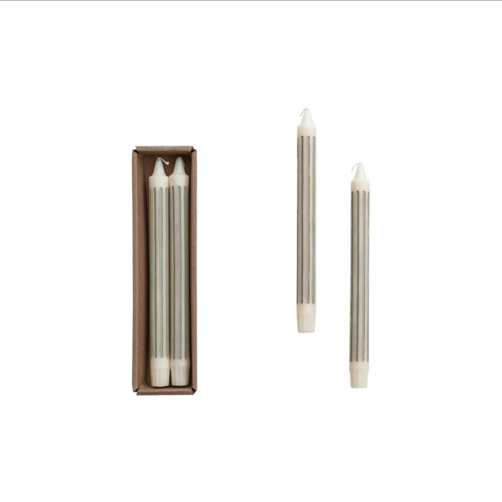 GREY STRIPE CANDLE set of 2