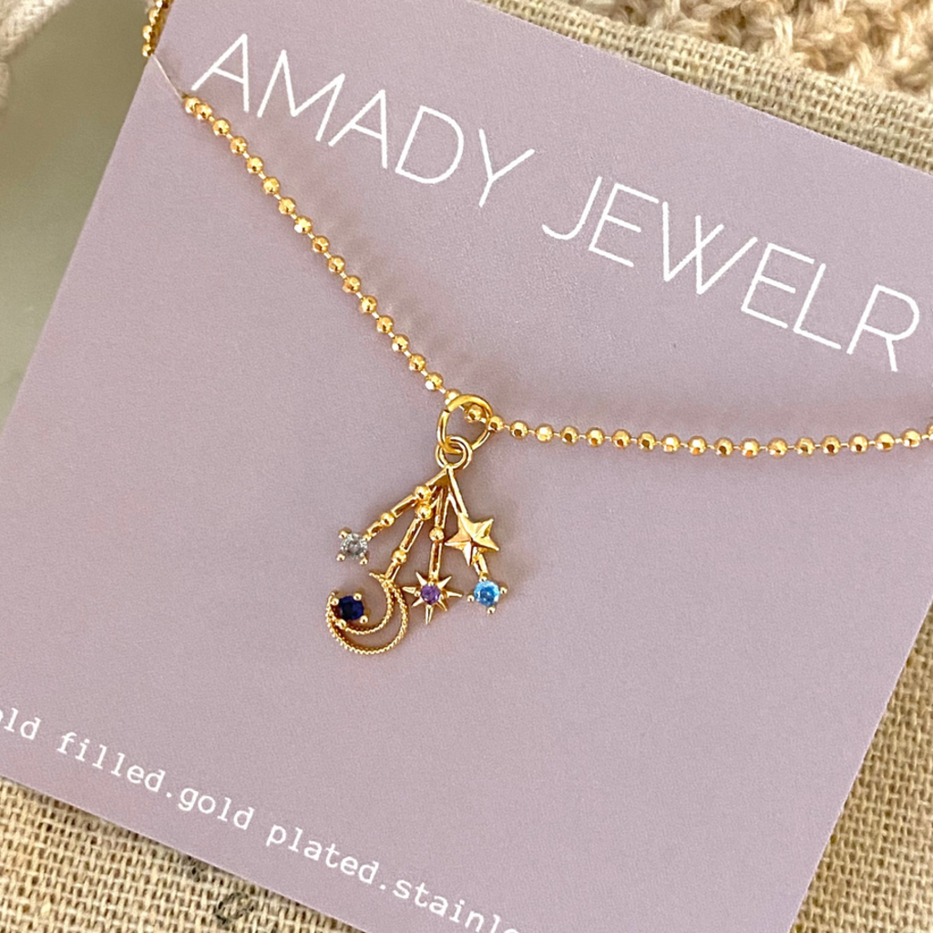 Stars + Crescent 18k Gold Filled Necklace