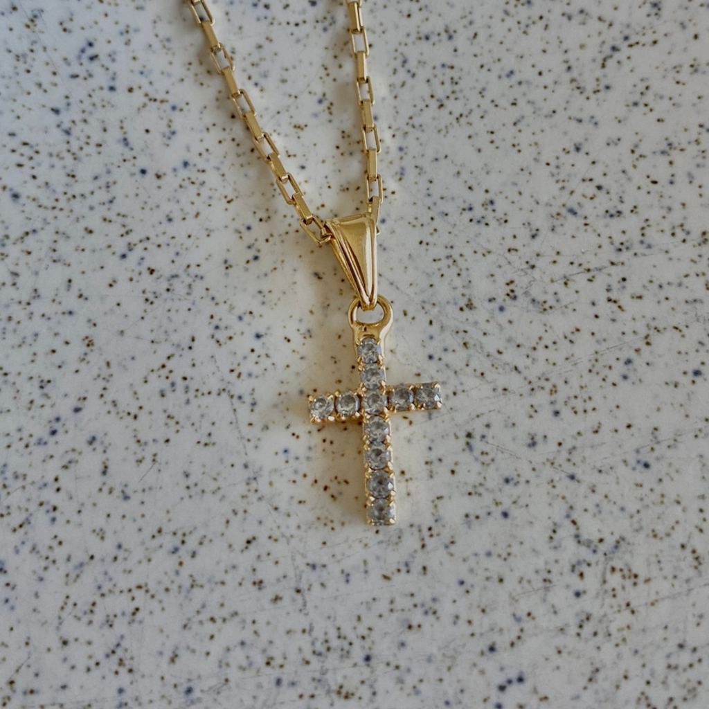 Cross 18k Glass Charm Necklace