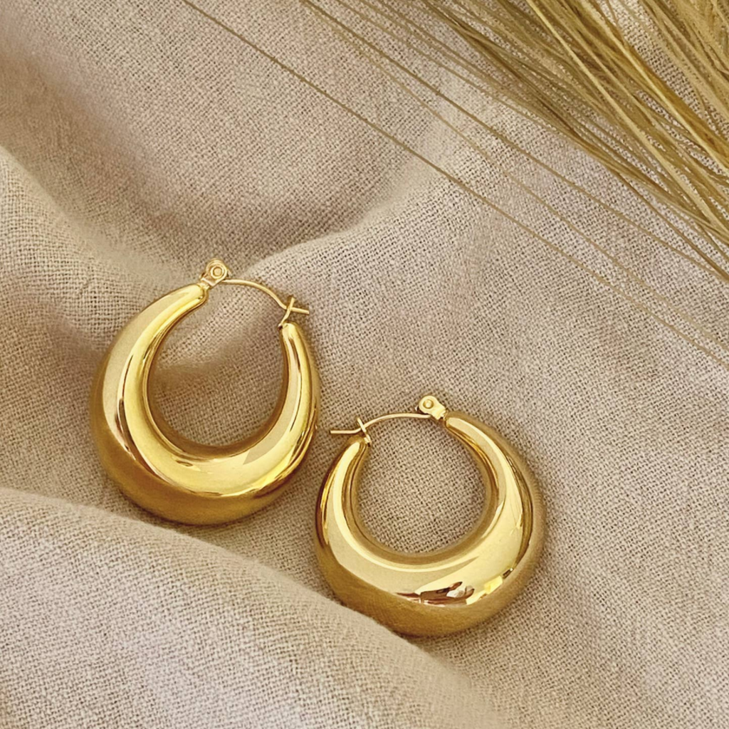 Oval Hoops Gold Plated Hoop Earrings