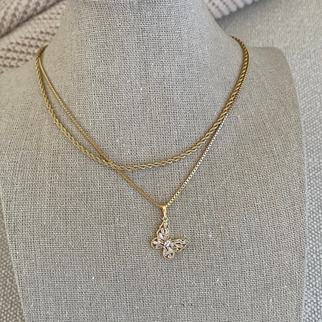 Butterfly Pendant 18k Gold Filled Necklace