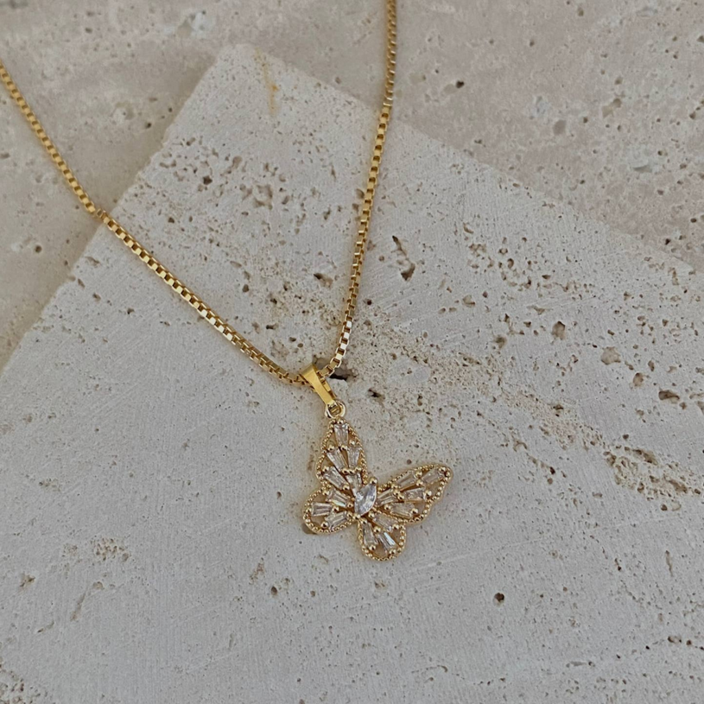 Butterfly Pendant 18k Gold Filled Necklace