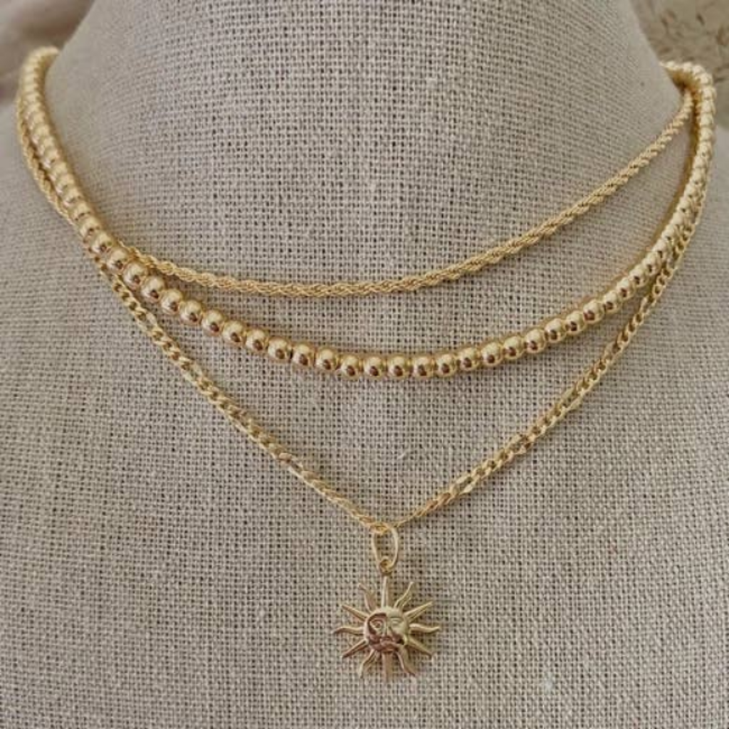 18k Gold Filled Beaded Layering Necklace Waterproof