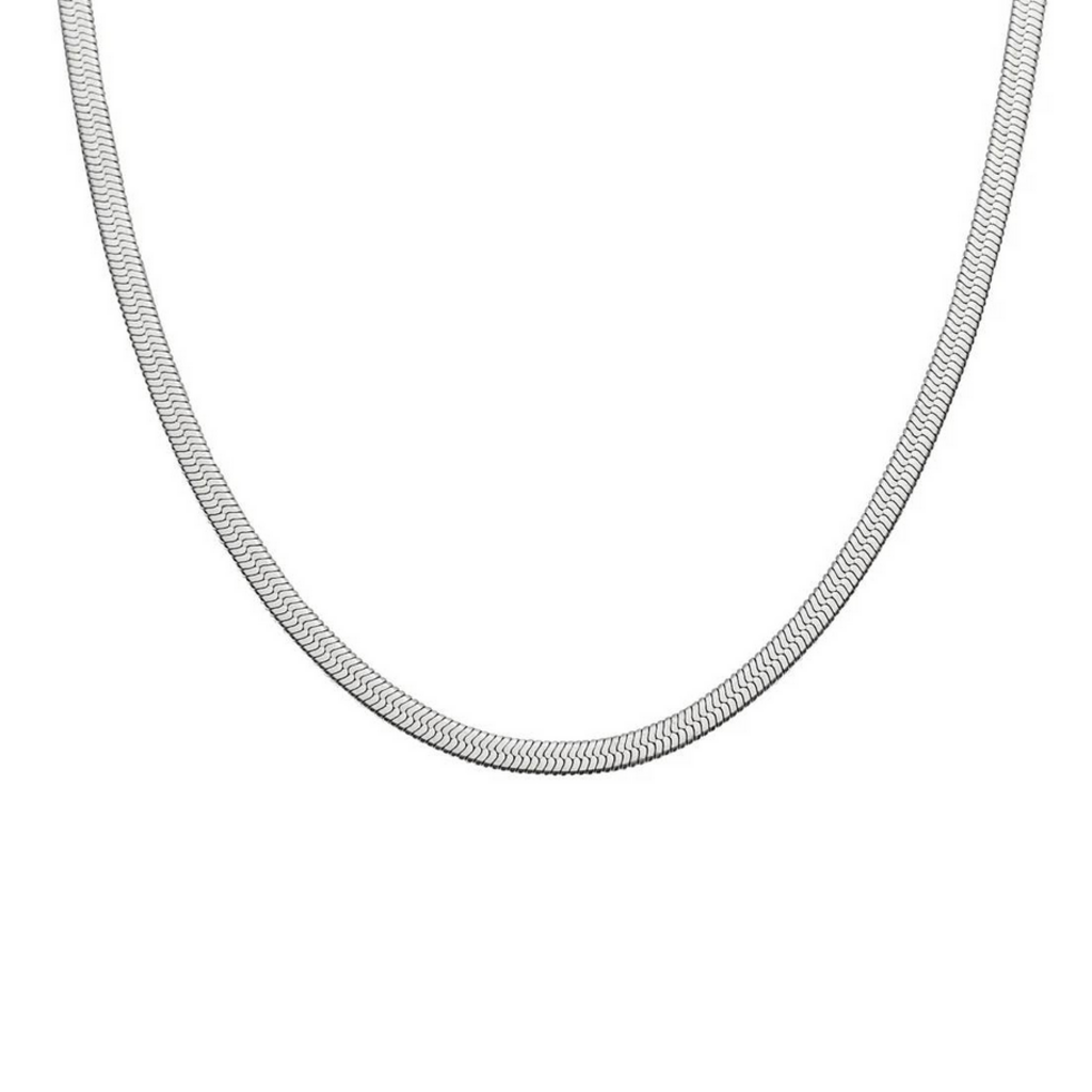 Waterproof Silver Herringbone Necklace