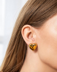 Waterproof Gold Statement Heart Studs