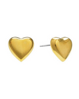 Waterproof Gold Statement Heart Studs