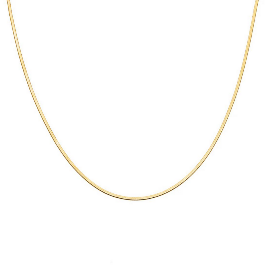 Waterproof Gold Micro Herringbone Necklace