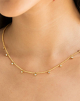 Waterproof Gold Beaded Crystal Necklace