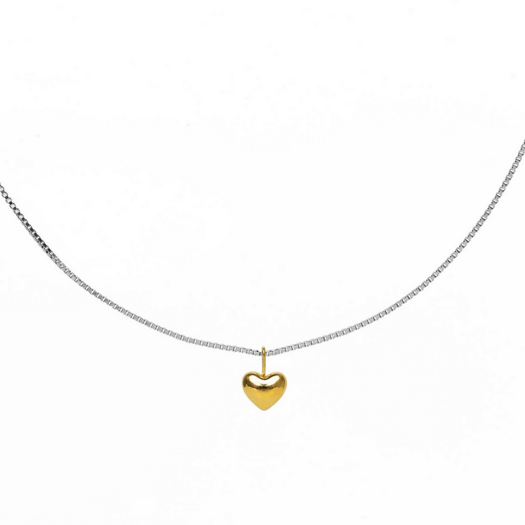 Waterproof Dainty Two-Tone Heart Necklace