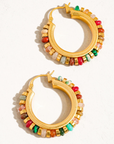 Capri 18K Gold Color Beaded Hoop Earring