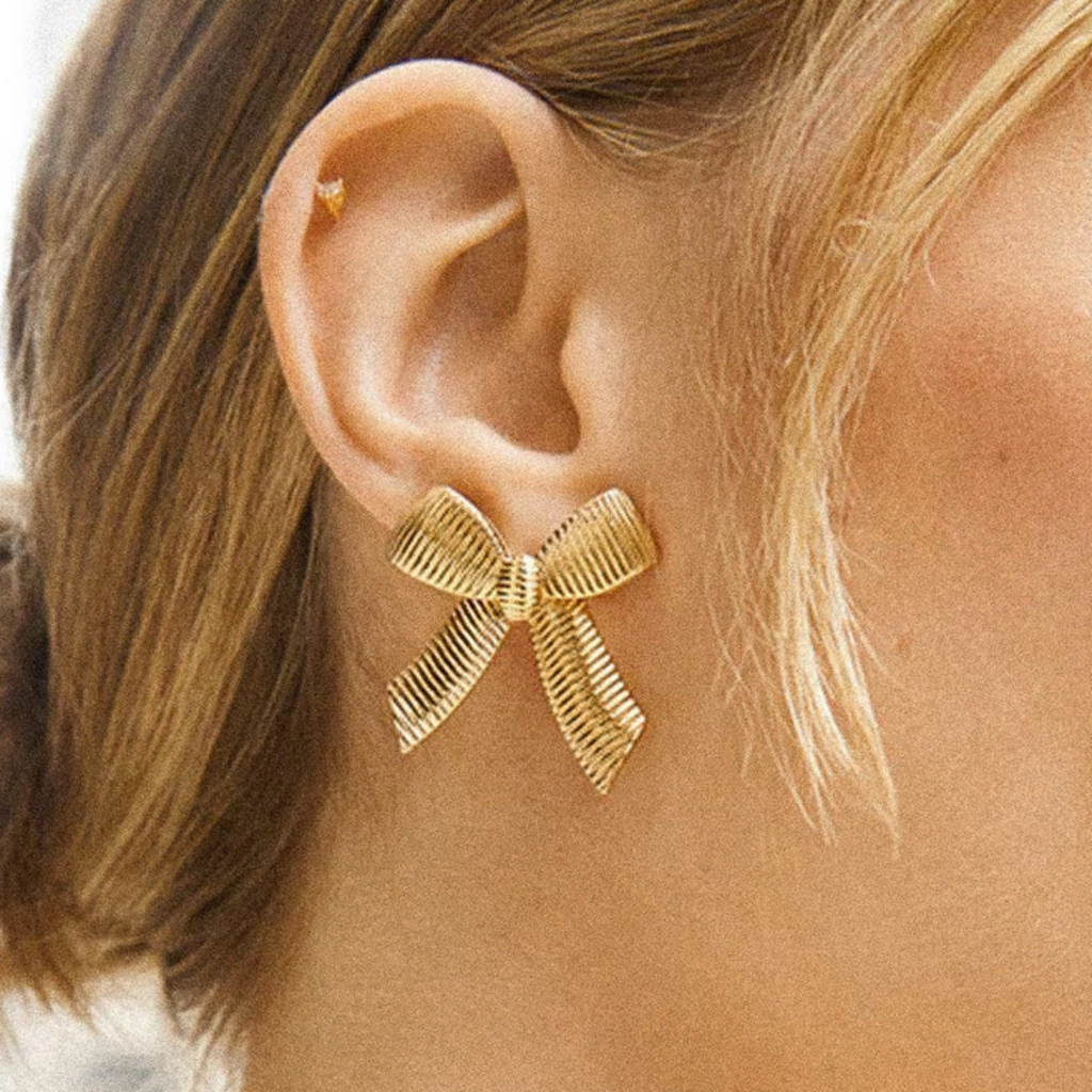 Lillian 18K Gold Non-Tarnish Bow Stud
