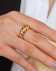 Wallace 18K Gold Non-Tarnish Croissant Ring Size 7
