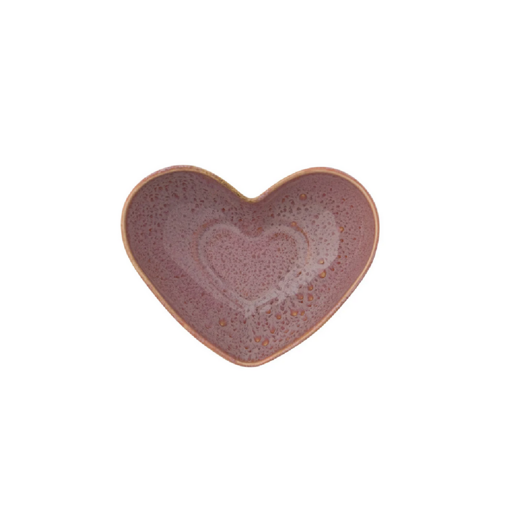 STONEWARE HEART DISH brown