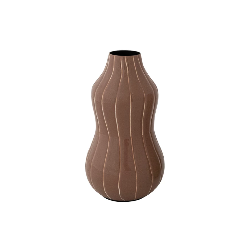 BROWN WAVY STRIPE METAL vase