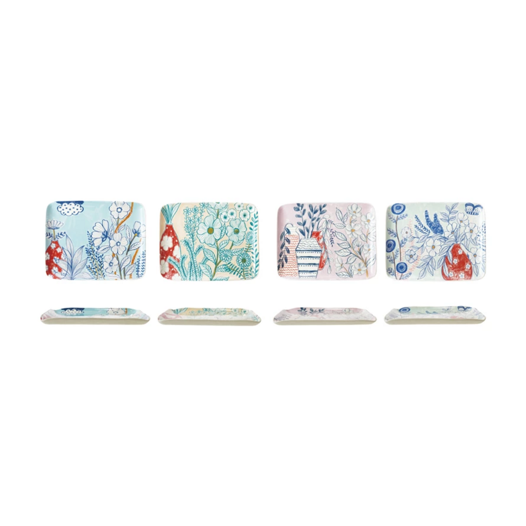 STONEWARE FLORAL PLATE assorted styles