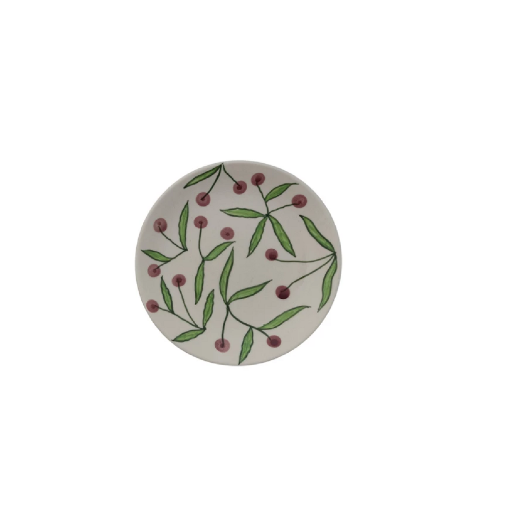 STONEWARE CHERRY PLATE cranberry red
