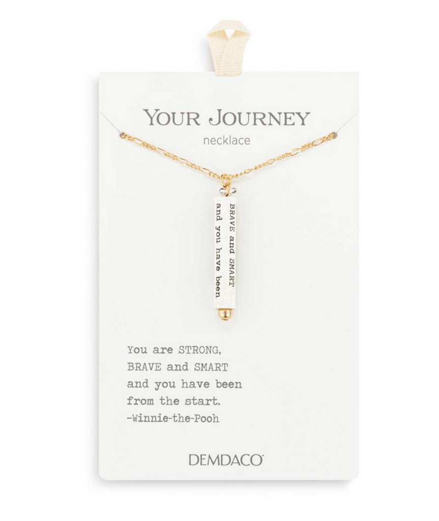 "Strong Brave Smart" Quote Journey Necklace