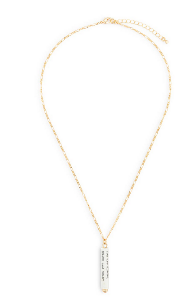 "Strong Brave Smart" Quote Journey Necklace