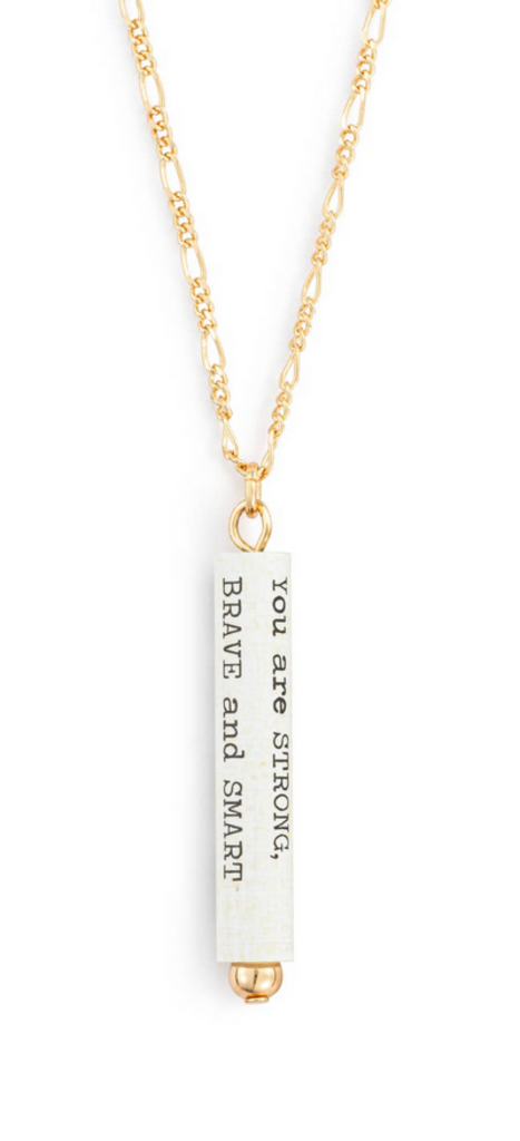 "Strong Brave Smart" Quote Journey Necklace