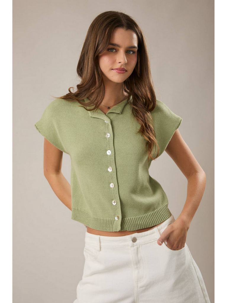 MEDIUM Green Drop Shoulder Hemline Sweater
