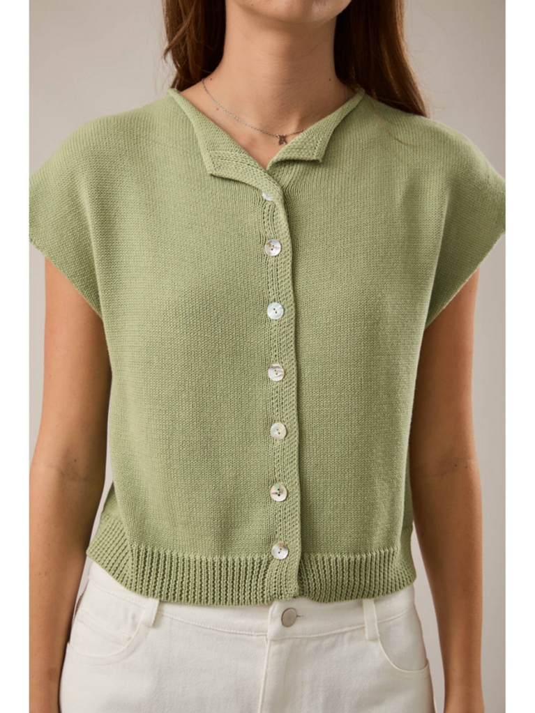 MEDIUM Green Drop Shoulder Hemline Sweater