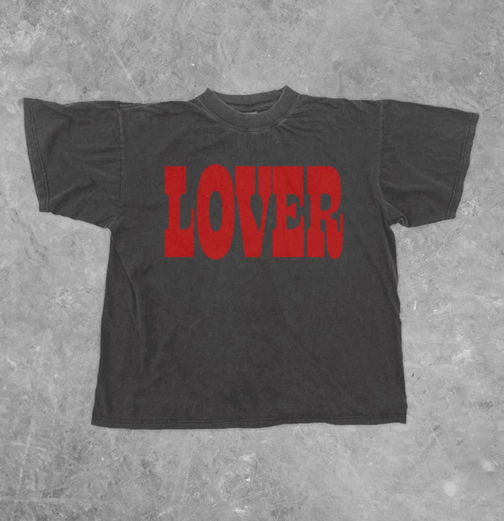 "Lover" Puffy Letter Boxy Tshirt - XL