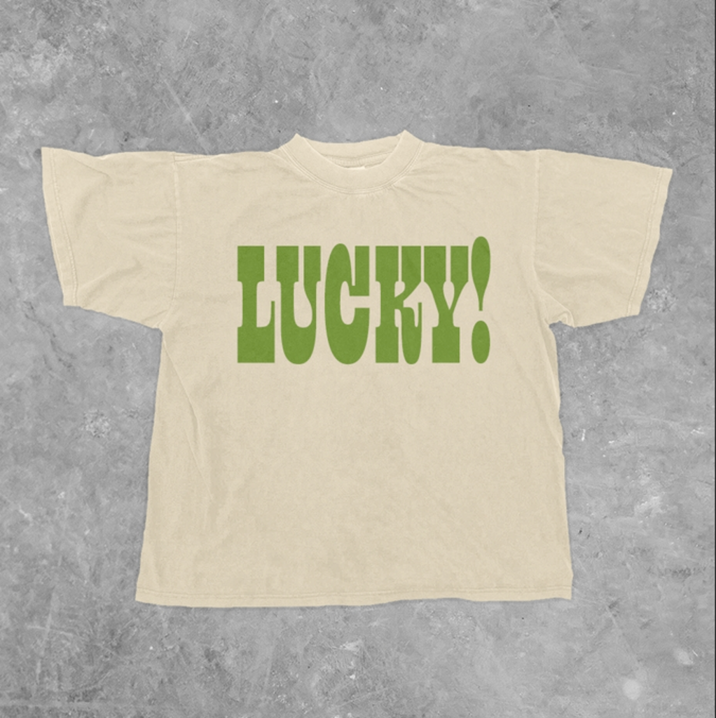 "LUCKY" Puff Boxy Cotton Tshirt IVORY -MEDIUM