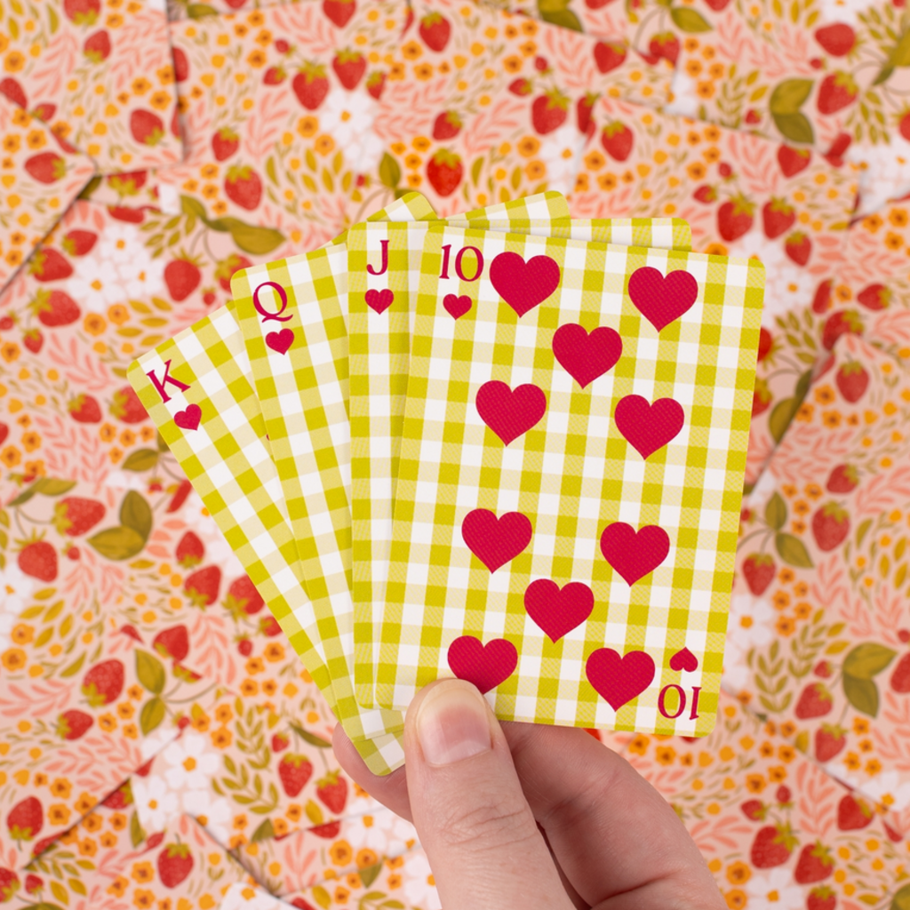 Strawberry Patch X Green Gingham Deck of Cards