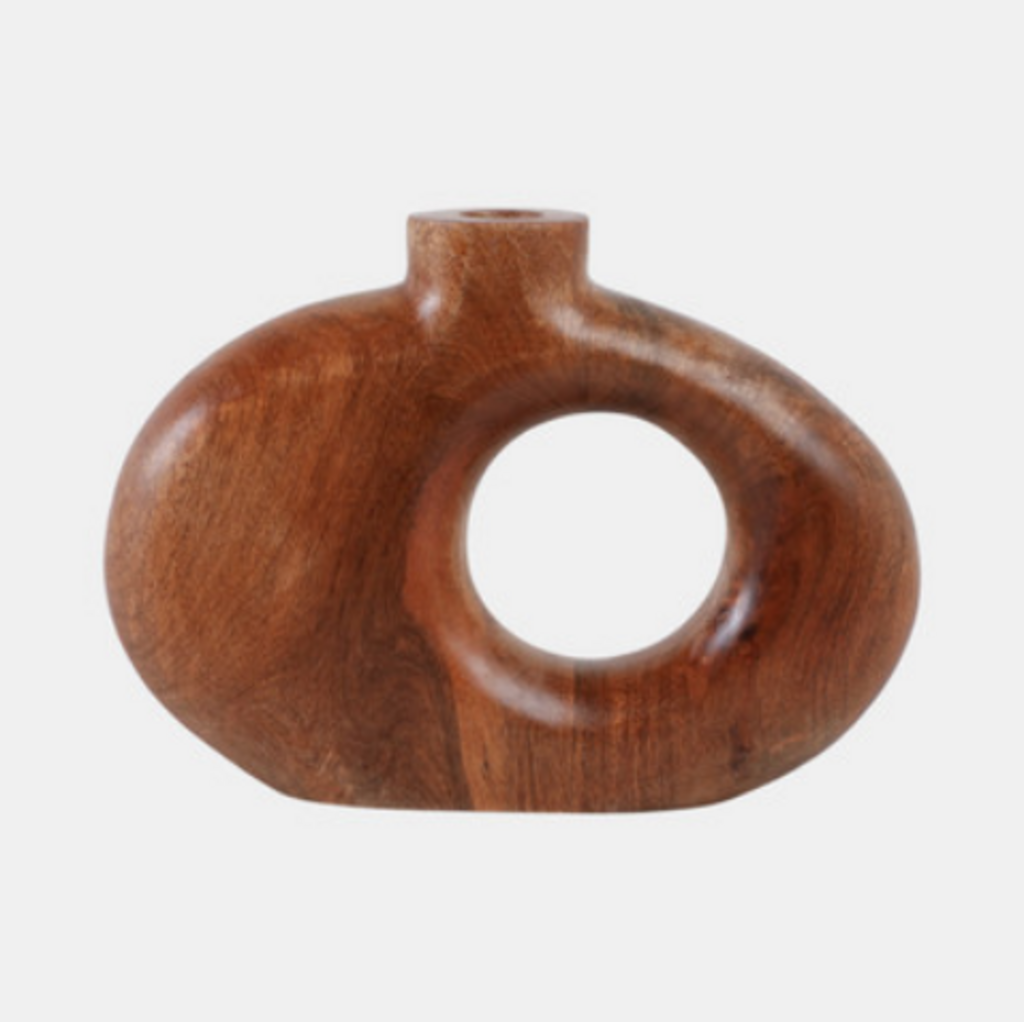 CUT-OUT WOOD VASE 10"