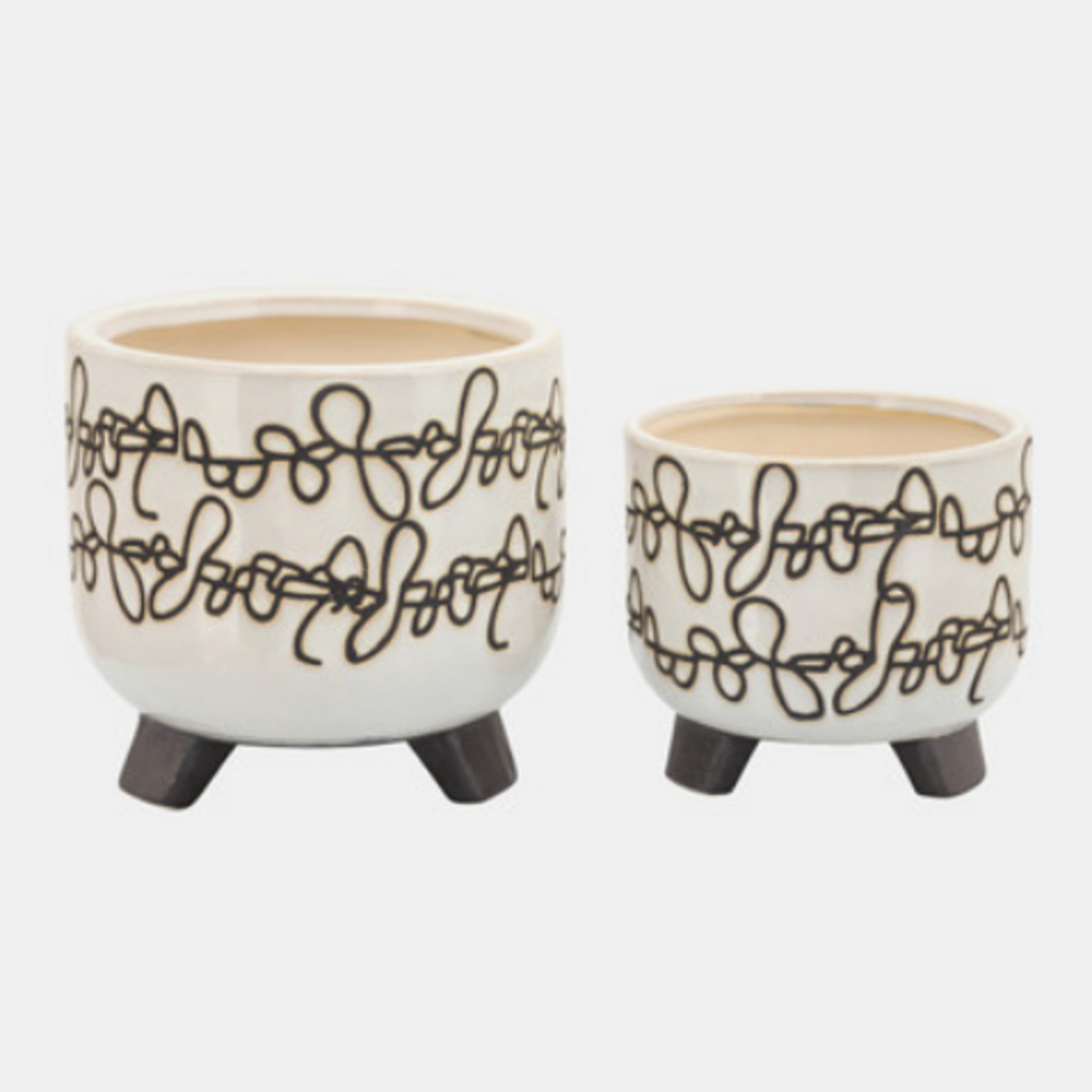 SCRIBBLE FOOTED POT large