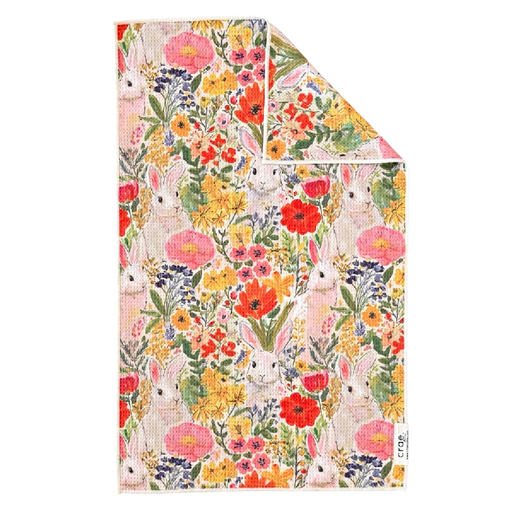 CRAE double sided dishtowel BUNNY BLOOMS