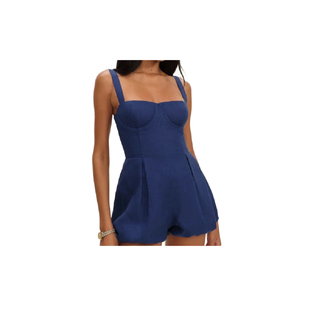 REFORMATION lydia linen romper retail 248.00 SZ 6 SMALL W