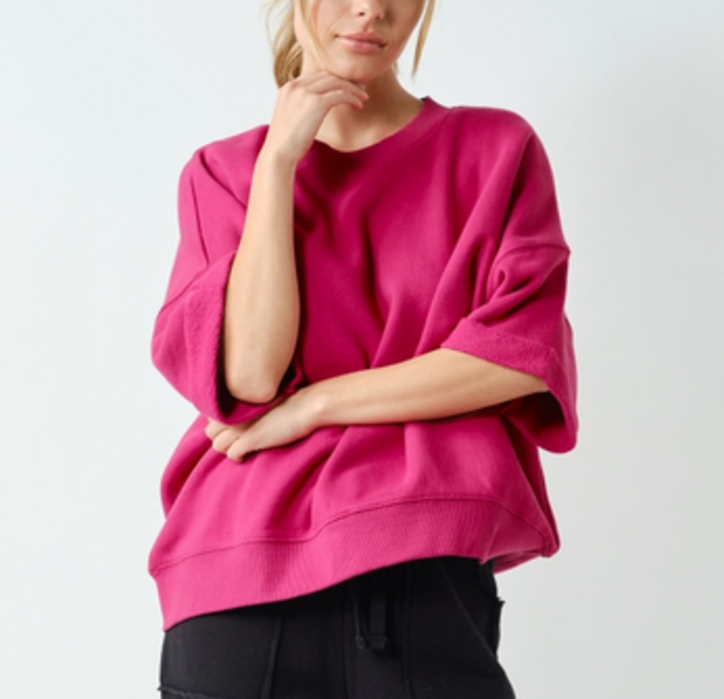 Pink Drop Shoulder Top - MEDIUM