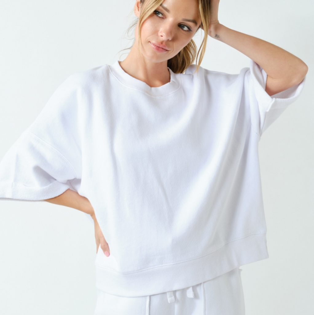 White Drop Shoulder Top - MEDIUM