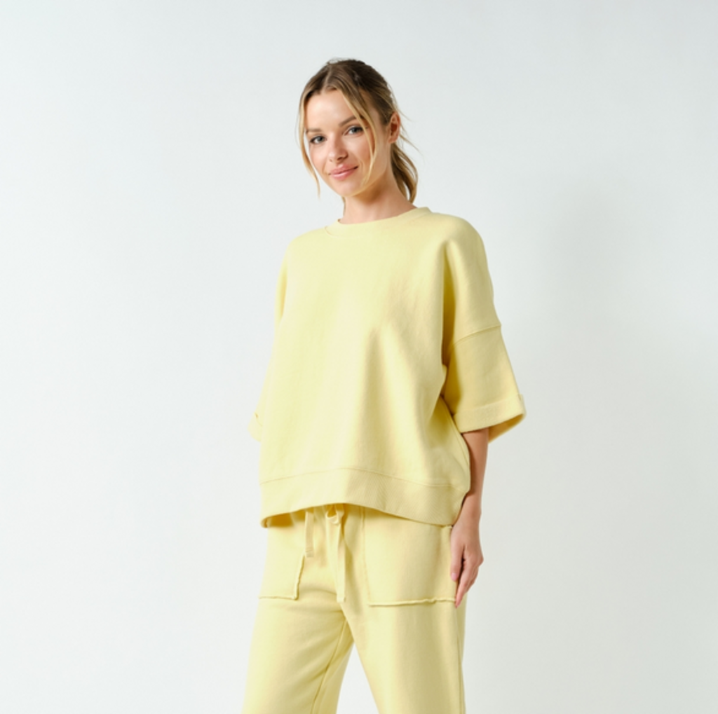 Yellow Drop Shoulder Top - LARGE